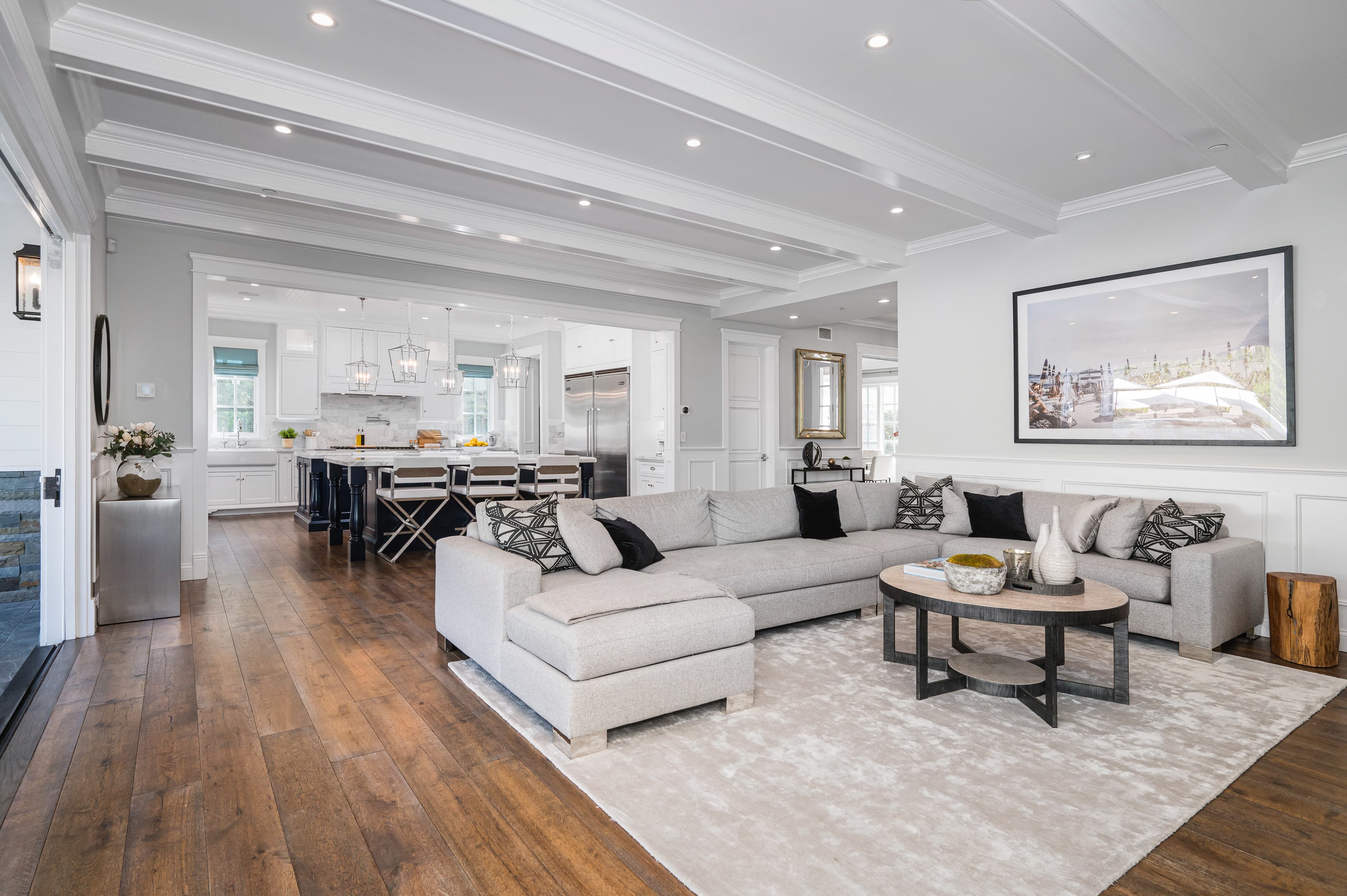 Open-plan living and kitchen with timber floors