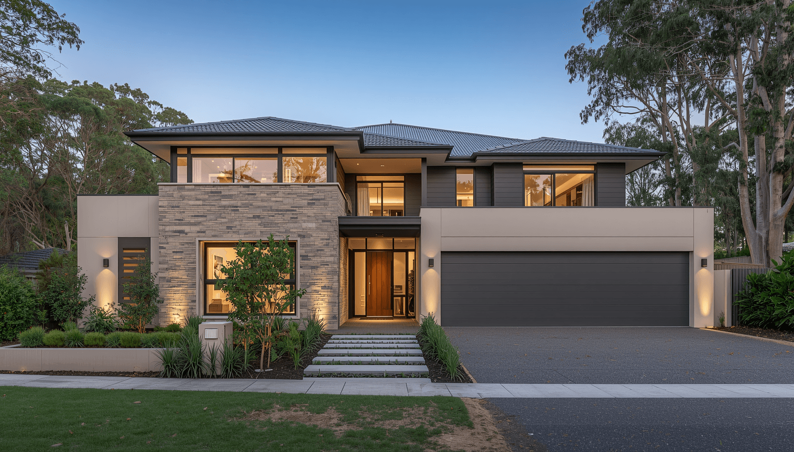 Luxury new build family home exterior in the Hills District Sydney