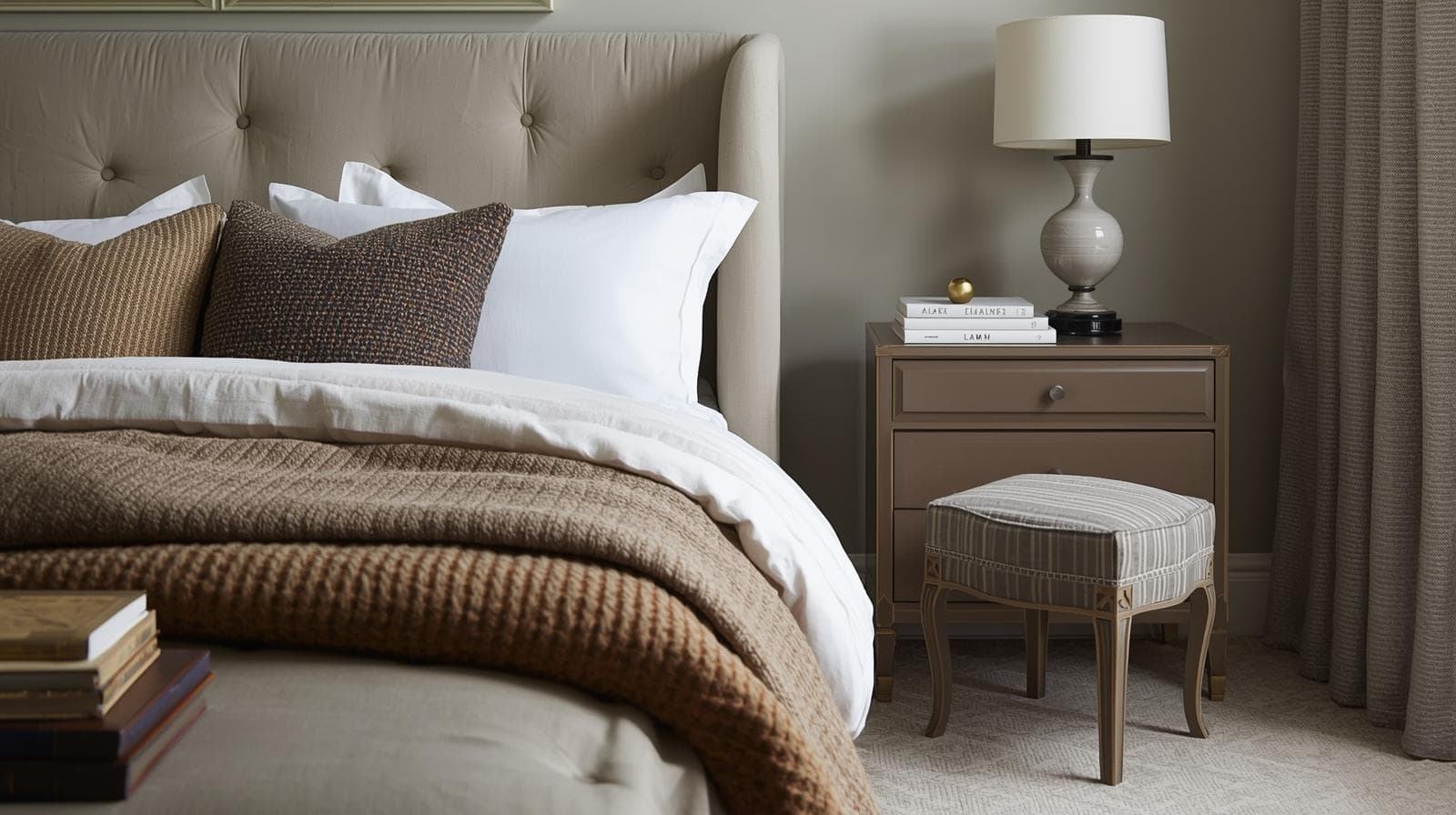 Modern luxury bedroom styled for Hills District family home