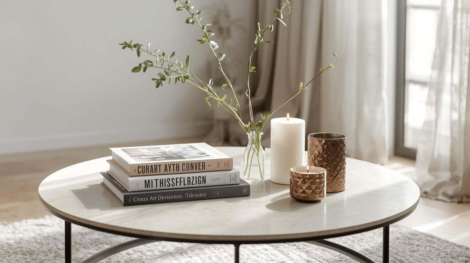 Kitchen and living area styled for open home photography