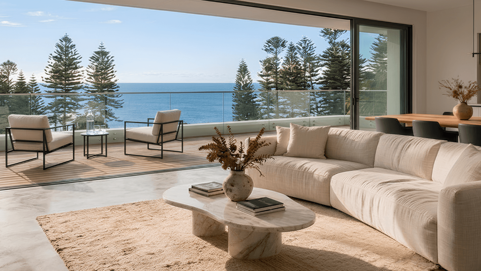 Modern indoor-outdoor living space styled for a Manly Sydney property campaign Modern indoor-outdoor living space styled for a Manly Sydney property campaign