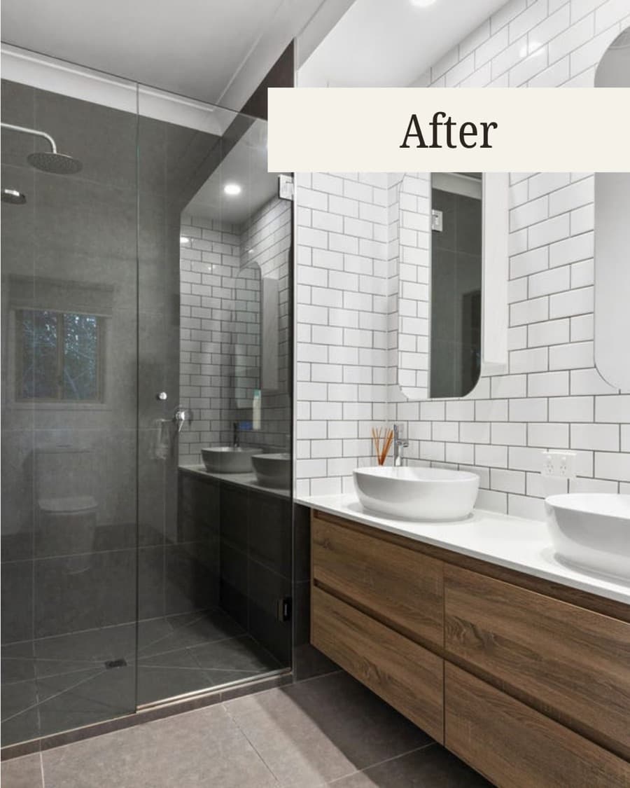 Hilltop Court bathroom after renovation by Styling Lab