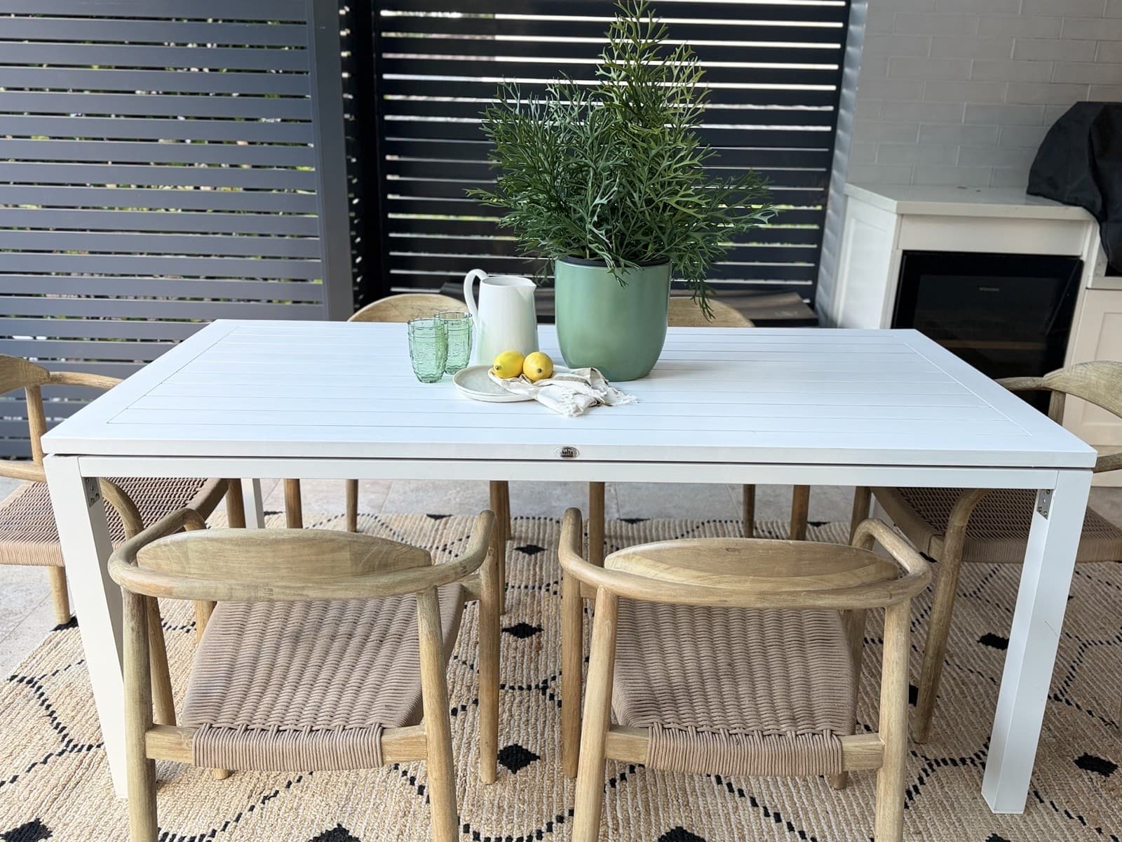 Outdoor alfresco dining setting — property styling North Shore Sydney